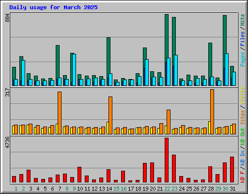 Daily usage for March 2025