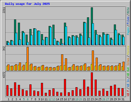 Daily usage for July 2025