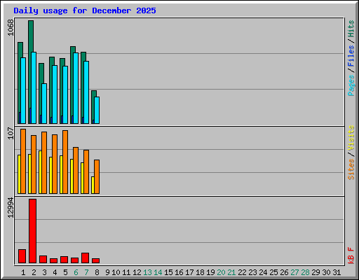 Daily usage for December 2025